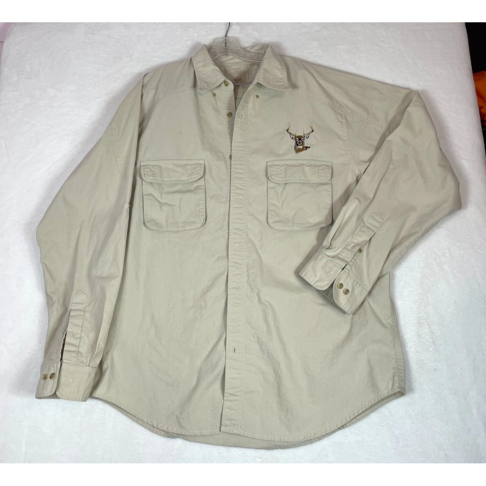 Mack's Prairie Wings Button Up Shirt Men X Large Tan‎ Long Sleeve Outdoor Deer